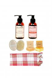 Parnassos Aromaterapi Çikolata&Çilek Masaj Yağı 150ML&Yüz Kesesi &Doğal Sabun x2 &Ekoseli Peştamal - 1