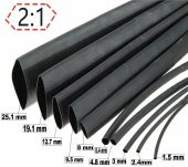Isı ile 2/1 Daralan Makaron 13 mm - Siyah - 100 Metre - 1