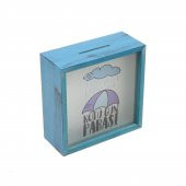 MAVİ KÖTÜ GÜN PARASI TASARIM AHŞAP KUMBARA - 3