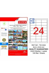 Tanex Lazer Etiket 100 Yaprak 64 x 33 Mm Lazer Yazıcı Etiketi - 1