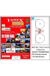 Tanex Cd Etiketi 100 Yaprak 116x41 Mm Lazer Yazıcı CD Etiketi - 1
