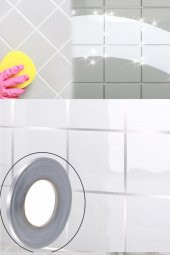 1 Cm 50 Mt Tuvalet Mutfak Banyo Fayans Mermer Arası Şerit Bant Gümüş Banyo Mutfak Için Şık Tasarım - 8