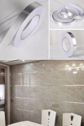 5 Mm- 50 Metre Tuvalet Mutfak Banyo Fayans Mermer Arası Şerit Bant Gümüş Banyo Mutfak Bant - 4