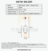 TT Aydınlatma TT016-1 SY  Mat Siyah - Bakır Beyaz Camlı Tekli Avize thumbnail 3