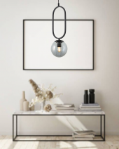 TT Aydınlatma TT016-1 SY  Mat Siyah Füme Camlı Tekli Avize thumbnail 1