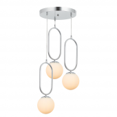 TT Aydınlatma TT016-3Y KR  Krom Kaplama Beyaz Camlı 3 lü Yuvarlak Avize thumbnail 1