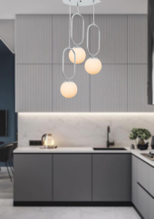 TT Aydınlatma TT016-3Y KR  Krom Kaplama Beyaz Camlı 3 lü Yuvarlak Avize thumbnail 2