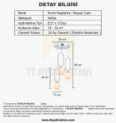 TT Aydınlatma TT016-3Y KR  Krom Kaplama Beyaz Camlı 3 lü Yuvarlak Avize thumbnail 3