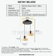 TT Aydınlatma TT017-2-MKRM  Mermer Desen 2 li Krem Avize - 3
