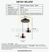 TT Aydınlatma TT017-2-MSY  Mermer Desen 2 li Siyah Avize - 3