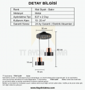 TT Aydınlatma TT017-2-SY  Mat Siyah 2 li Avize - 3