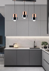 TT Aydınlatma TT017-3S-MSY  Mermer Desen 3 lü Sıralı Siyah Avize thumbnail 1