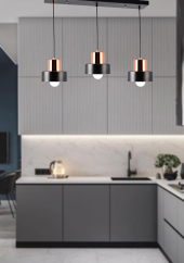 TT Aydınlatma TT017-3S-SY  Mat Siyah 3 lü Sıralı Avize thumbnail 1