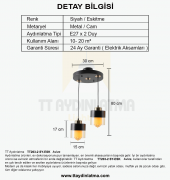 TT Aydınlatma TT203-2-SY  Siyah - Eskitme 2 li Avize - 3