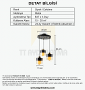 TT Aydınlatma TT203-3Y-SY  Siyah-Eskitme 3 lü Yuvarlak Avize thumbnail 3