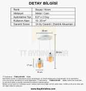 TT Aydınlatma TT205-2-BY  Beyaz - Krom 2 li Avize - 3