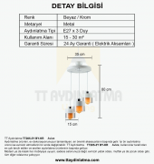 TT Aydınlatma TT205-3Y-BY  Beyaz - Krom 3 lü Yuvarlak Avize - 3