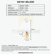 TT Aydınlatma TT206-1-BY  Beyaz - Bakır Tekli Avize - 3