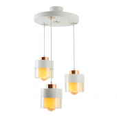 TT Aydınlatma TT206-3Y-BY  Beyaz - Bakır 3 lü Yuvarlak Avize thumbnail 1