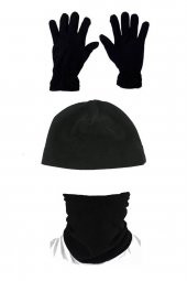 Siyah 3lü Set: Polar Bere Boyunluk Eldiven - 1
