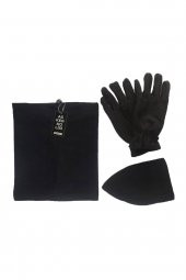 Siyah 3lü Set: Polar Bere Boyunluk Eldiven - 2
