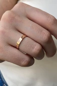 14 Ayar Rose Altın Kadın Desenli Rose Yüzük - 7