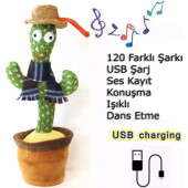 Dansçı Kaktüs USB Şarjlı Ses Taklidi Yapan Işıklı Konuşan Dans Eden Oyuncak Kaktüs - 7