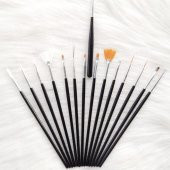 Nailart 15li Tırnak Süsleme Fırçası Siyah Desen Fırça Seti - 3