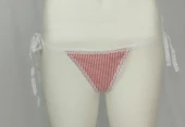 ASM0292 Bayan Kırmızı  Ekoseli Trnak Dantelli String - 2