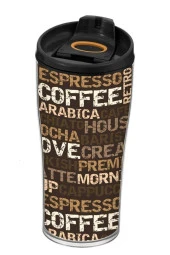 Herevin 440 Ml Kahve Yazı Desenli Konik Mug Kahve Bardağı Kupası - 1