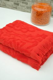 2li 30x50 Kırmızı Kadife Paisley Desenli Mutfak Havlusu - 3