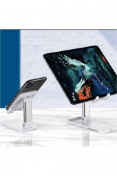 Telefon Tutucu Ve Tablet Masaüstü Standı Tutucu Portatif Ayarlanabilir Katlanır Demir Standı siyah - 4