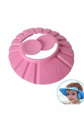 Bebek Banyo Şapkası Düğmeli Kulaklıklı Pembe - 1