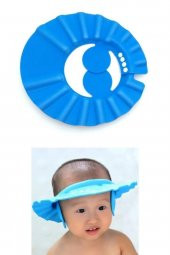 Baby Mate Bebek Banyo Şapkası Duş Başlığı Ayarlanabilir Çocuk Küvet Göze Su Kaçırmayan Şapka Mavi - 4