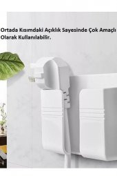Yapıştırmalı Telefon Kumanda Tutucu Mobil Şarj Priz Askısı Ve Telefon Standı Kablo Tutucu - 3