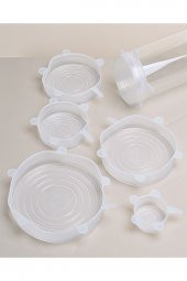 Silikon Kapak Set Yıkanabilir, Mikrodalga Fırında Kullanıma Uygun Hava Almaz 6lı Streç Kapak - 7