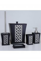 By Selim Mirage Siyah Gümüş 5 Parça Polyester Banyo Seti - 1