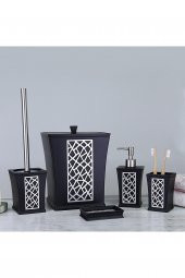 By Selim Mirage Siyah Gümüş 5 Parça Polyester Banyo Seti - 2