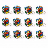 12 ADET MİNİ RUBİK ZEKA KÜPÜ SABIR KÜPÜ 3x3 ANAHTARLIK - 1