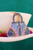 Kristal Taşlı Çanta Anahtarlık Mavi No.1 thumbnail 10