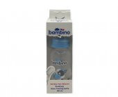 Bambino Desenli Silikon Kiraz Uçlu Cam Biberon 125 ml - Mavi - 1