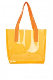 Bagmori Turuncu Beach Bag Baskılı Şeffaf Plaj Çantası thumbnail 3