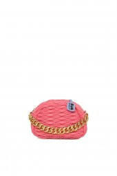 Bagmori Fuşya Büzgü Nakışlı Zincirli Oval Çanta thumbnail 1