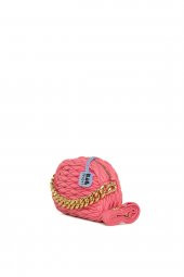 Bagmori Fuşya Büzgü Nakışlı Zincirli Oval Çanta thumbnail 2