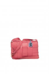 Bagmori Fuşya Örme Derili Büyük Tasarım Çanta thumbnail 3