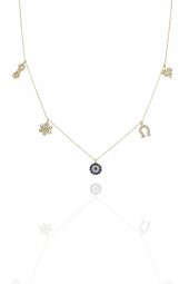 14 Ayar Altın Üst Kalite Nazar Şans Kolyesi Günlük Kolye thumbnail 2