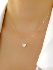 14 Ayar Altın Minik Tek Kalp Kolye - 1