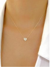 14 Ayar Altın Minik Tek Kalp Kolye - 3