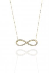 14 Ayar Altın Taşlı Sonsuzluk Kolye thumbnail 1