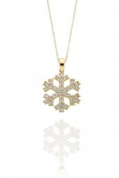 14 Ayar Altın Klasik Kar Tanesi Kolye thumbnail 2